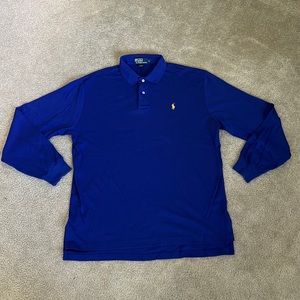 Polo by Ralph Lauren Long Sleeve Blue Polo Top| Size L